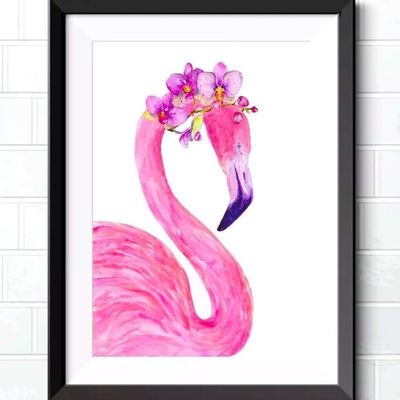 -PRETTY IN PINK FLAMINGOS- Wall Art Print collection Childrens room Decor Gift - Picture 2 of 9